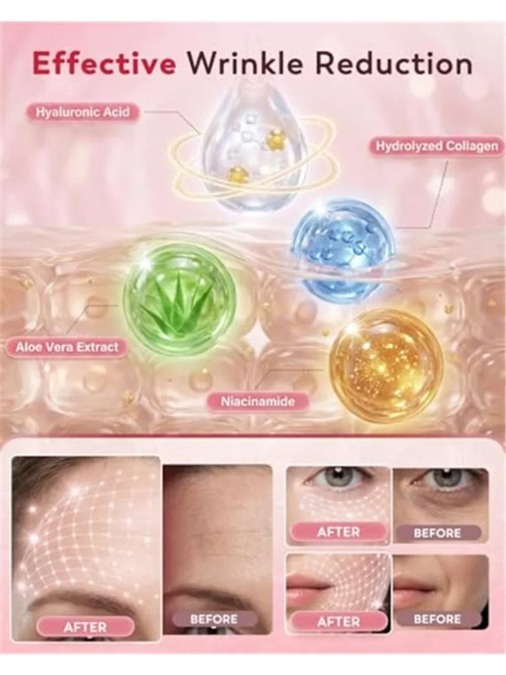 3 in 1 Facial Wrinkle Patches Forehead & Smile Lines Patches with Collagen